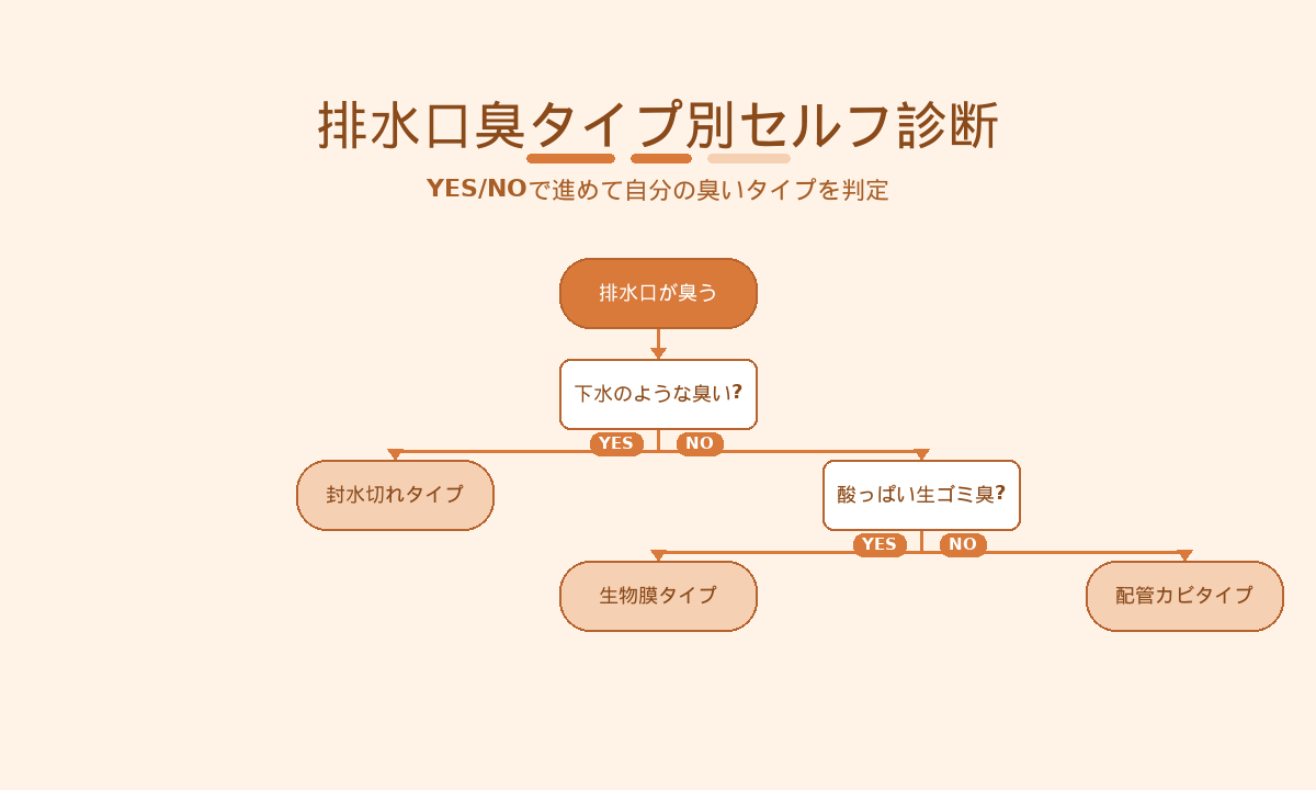 排水口臭タイプ別セルフ診断|下水臭・生ゴミ臭・カビ臭で原因を判別