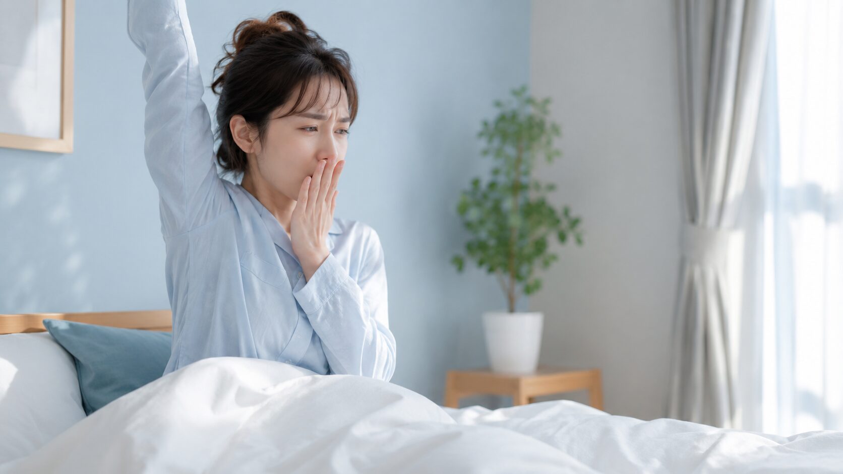 朝の口臭が気になる人|起床時の口のニオイを気にするイメージ