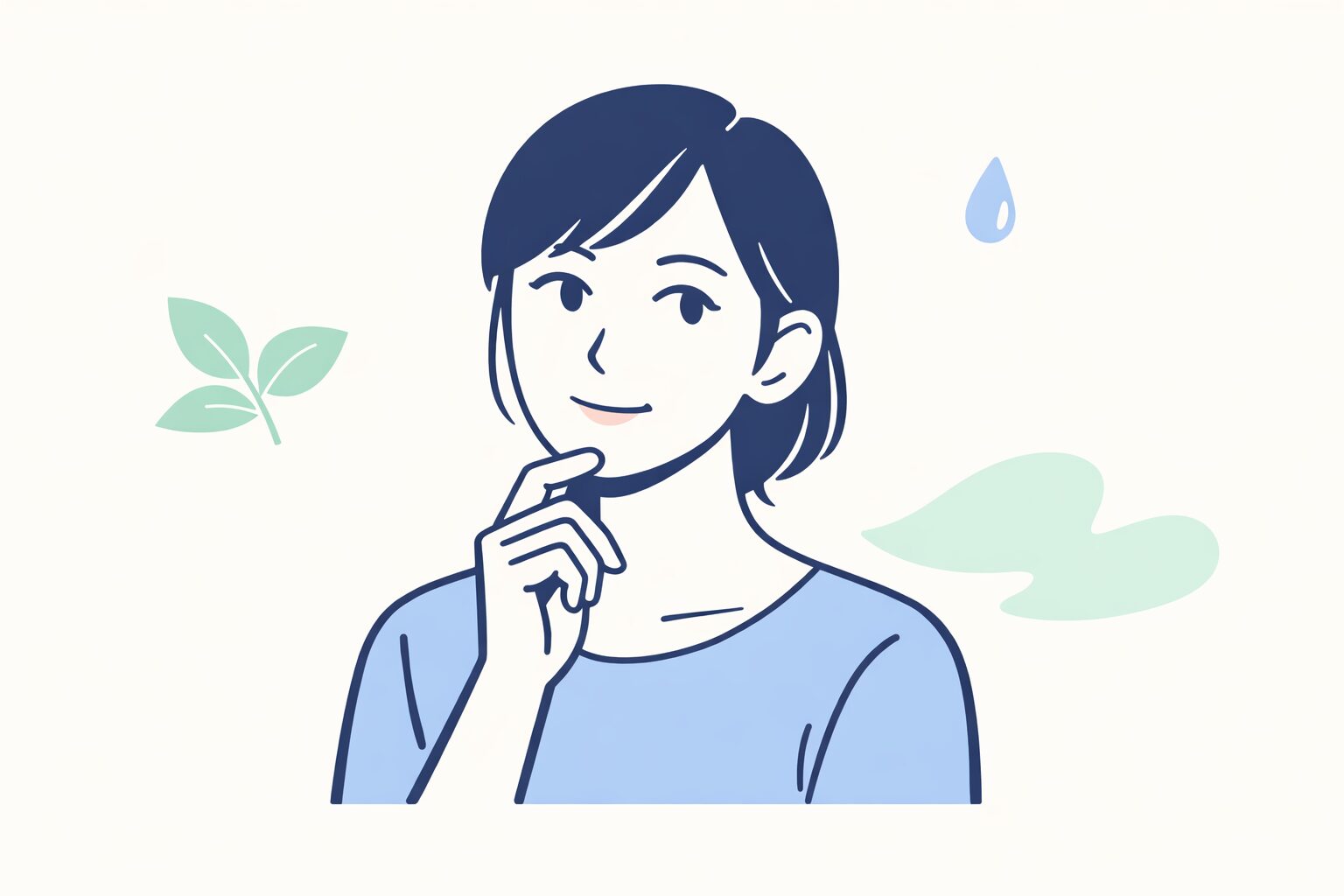 毎日の口臭ケア習慣を考える女性｜ミントと水のフレッシュなイメージ