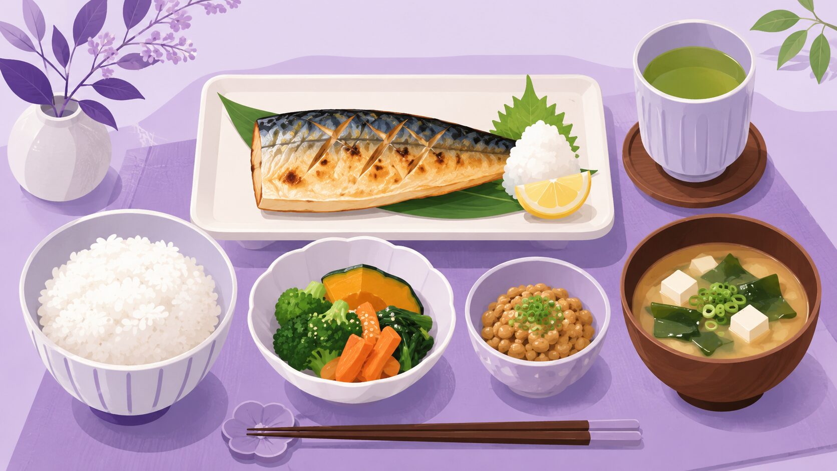 体臭を防ぐ食習慣｜焼き魚・納豆・味噌汁・野菜の和定食でバランスよく